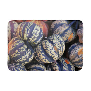Rustic Striped Pumpkins Bath Mat