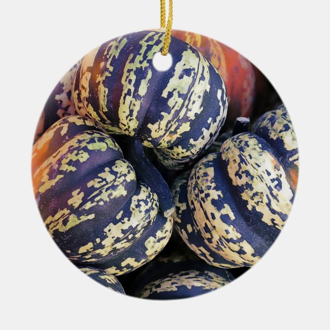 Rustic Striped Pumpkins  Ceramic Ornament (Front)