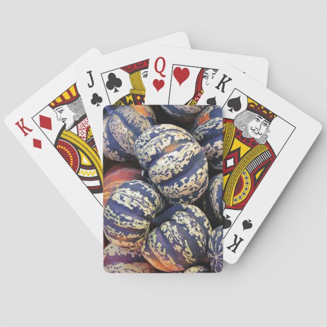 Rustic Striped Pumpkins  Playing Cards (Back)