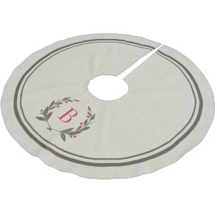 Rustic Stripes and Wreath Monogram Tree Skirt