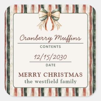 Rustic Stripes Holiday Food Gift Product Label
