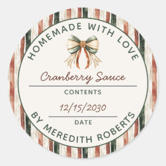 Rustic Stripes Holiday Food Gift Product Label