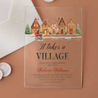 Rustic Stroller Village Houses Winter Baby Shower