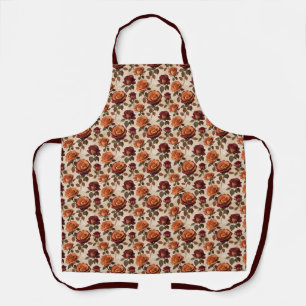 Rustic Style Roses In Shades Of Orange And Red Apron
