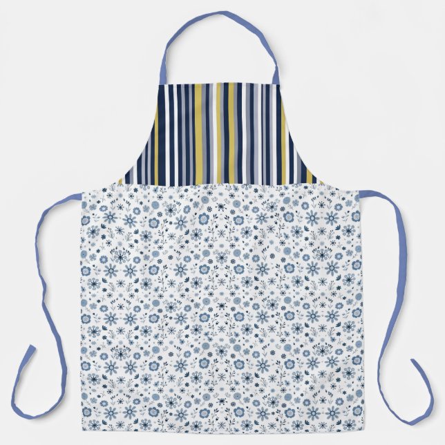 Rustic Style: Soft Stripes with Floral Accents Apron (Front)