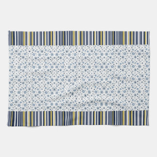 Rustic Style: Soft Stripes with Floral Accents  Tea Towel