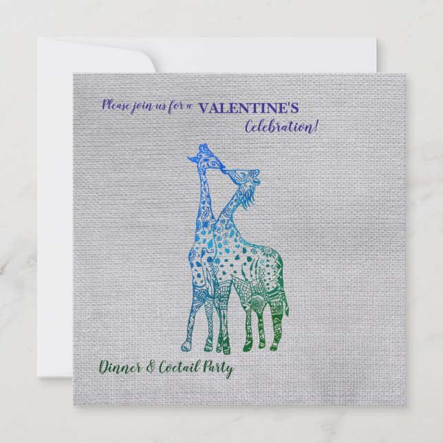 Rustic Style Valentine Invitation with Giraffes (Front)