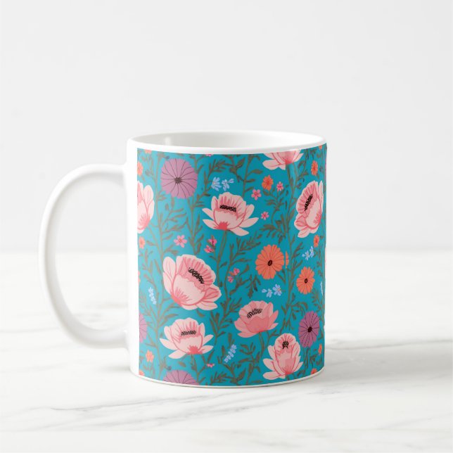 Rustic-Style Watercolor Wildflowers Coffee Mug (Left)