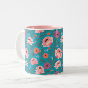 Rustic-Style Watercolor Wildflowers Two-Tone Coffee Mug