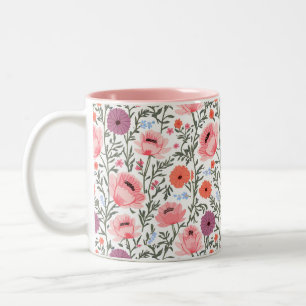 Rustic-Style Watercolor Wildflowers Two-Tone Coffee Mug