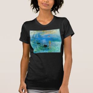 Rustic Stylish Blue Sunrise Fishing Boat Seascape T-Shirt