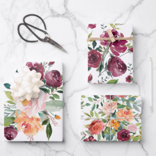 Rustic Stylish Floral Bouquets Wrapping Paper Sheet