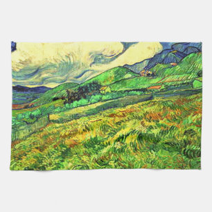 Rustic Stylish Landscape at Saint Remy Painting Tea Towel