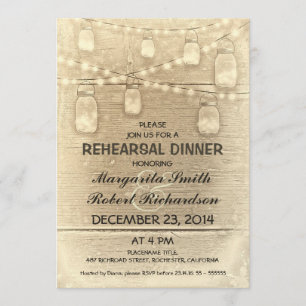 rustic stylish mason jars rehearsal dinner invitation