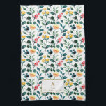 Rustic Stylish Yellow Watercolor Flowers Monogram Tea Towel<br><div class="desc">Rustic Yellow and Green Watercolor Flowers Pattern Monogram Kitchen Towel</div>