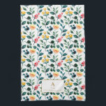 Rustic Stylish Yellow Watercolor Flowers Monogram Tea Towel<br><div class="desc">Rustic Yellow and Green Watercolor Flowers Pattern Monogram Kitchen Towel</div>