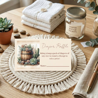 Rustic Succulent & Cacti Diaper Raffle Enclosure Card
