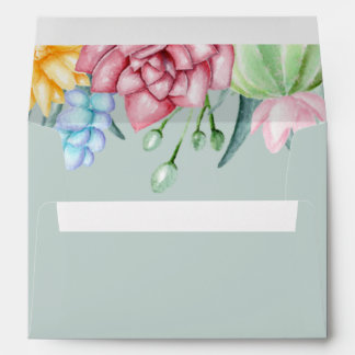 Rustic Succulent Cactus Rose Floral Wedding Envelope