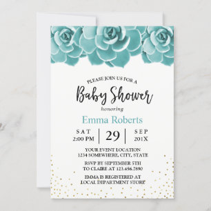 Rustic Succulent Floral Baby Shower Invitation