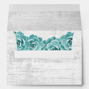 Rustic Succulent Floral Barn Wood Elegant Wedding Envelope