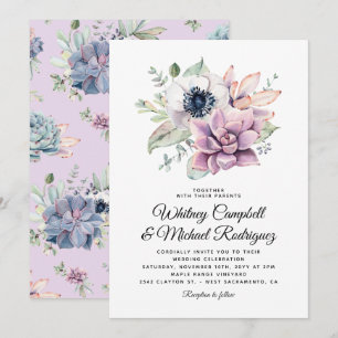 Rustic Succulent Floral Bloom Wedding Invitation