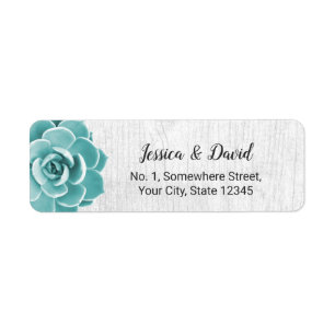 Rustic Succulent Floral Elegant Barn Wood Return Address Label