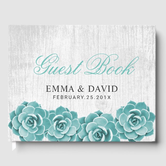 Rustic Succulent Floral Elegant Spring Wedding Guest Book (Front)