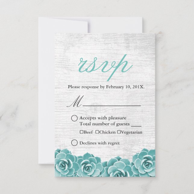 Rustic Succulent Floral Elegant Wedding RSVP (Front)