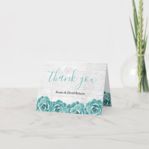 Rustic Succulent Floral Elegant Wedding Thank You Card