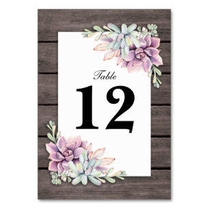 Rustic Succulent Floral Wedding Table Numbers