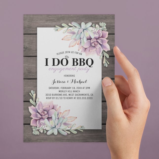 Rustic Succulent I Do BBQ Engagement Party Invitation (Creator Uploaded)
