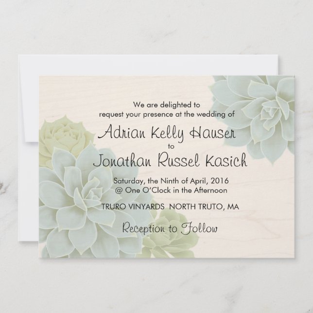 Rustic Succulent Wedding Invitation (Front)