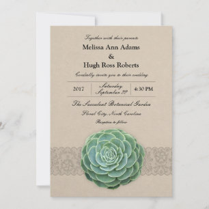 Rustic Succulent Wedding Invitation