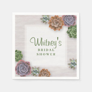 Rustic Succulents Bridal Shower Napkin