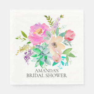 Rustic Succulents & Floral Shower Paper Napkins