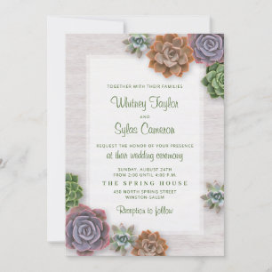 Rustic Succulents Wedding Invitation