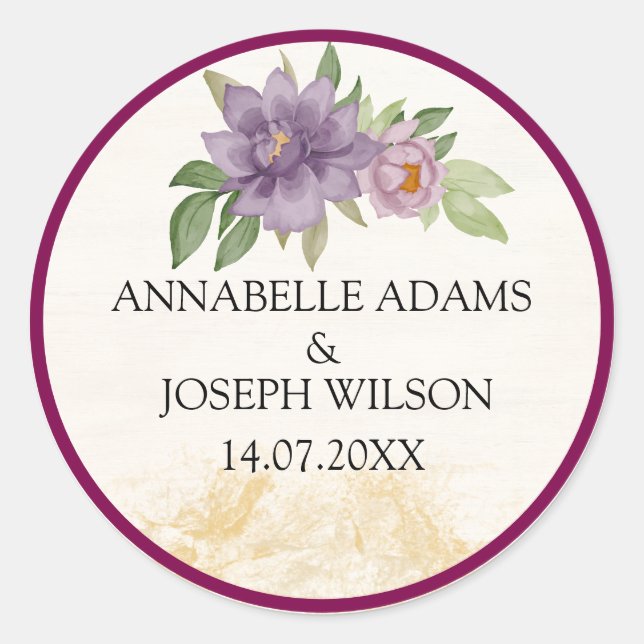 Rustic Summer aesthetic Wildflower Wedding Classic Round Sticker (Front)