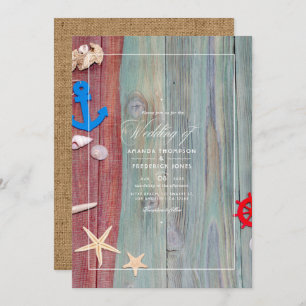 Rustic Summer Beach Nautical Wedding Invitation