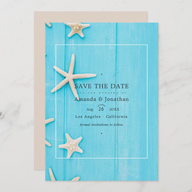 Rustic Summer Beach Wedding Save The Date (Front/Back)
