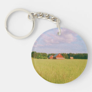 Rustic summer field, Helsingia, Sweden Key Ring
