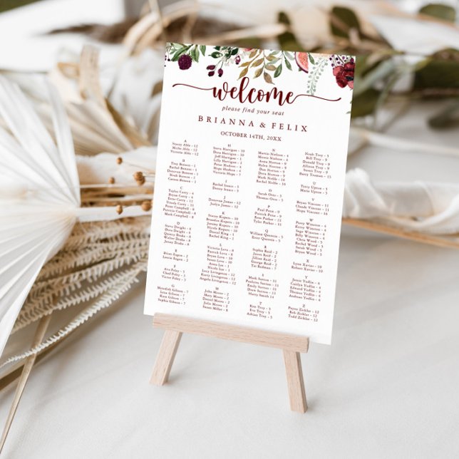 Rustic Summer Floral Alphabetical Seating Chart (Creator Uploaded)