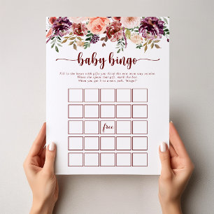 Rustic Summer Floral Baby Bingo Shower Game