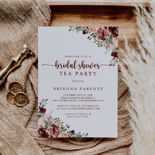 Rustic Summer Floral Bridal Shower Tea Party  Invitation