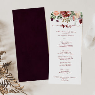 Rustic Summer Floral Calligraphy Dinner Menu