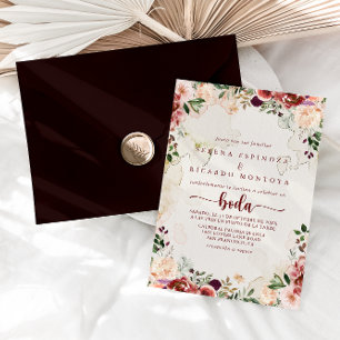 Rustic Summer Floral Calligraphy Spanish Wedding   Invitation