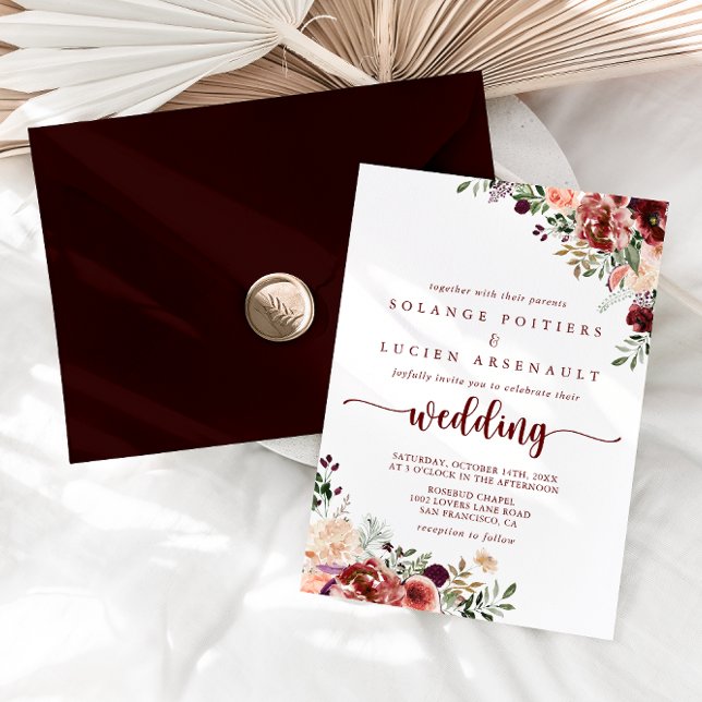 Rustic Summer Floral Calligraphy Wedding   Invitation (Creator Uploaded)