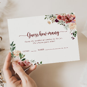 Rustic Summer Floral Guess How Many Game Card