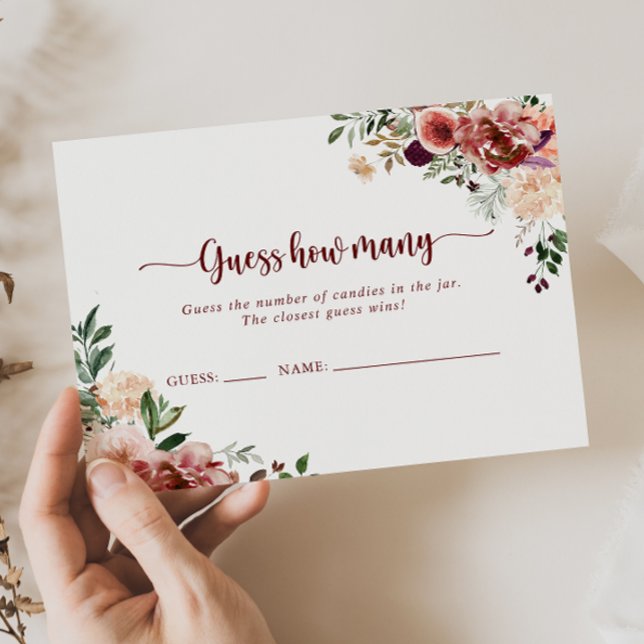 Rustic Summer Floral Guess How Many Game Card (Creator Uploaded)