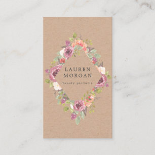 rustic summer floral kraft business card