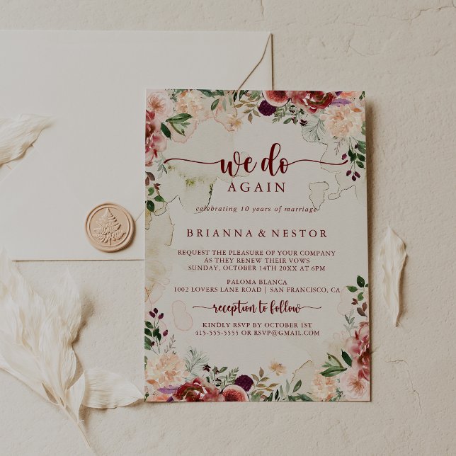 Rustic Summer Floral We Do Again Vow Renewal   Invitation (Creator Uploaded)